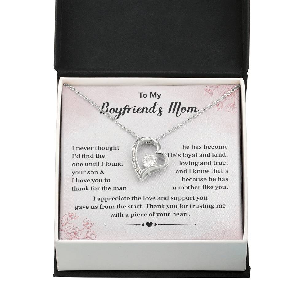Boyfriend’s Mom Gift Necklace with Heartfelt Card