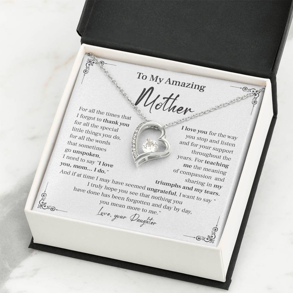 Mother Necklace Gift from Daughter with Message Card