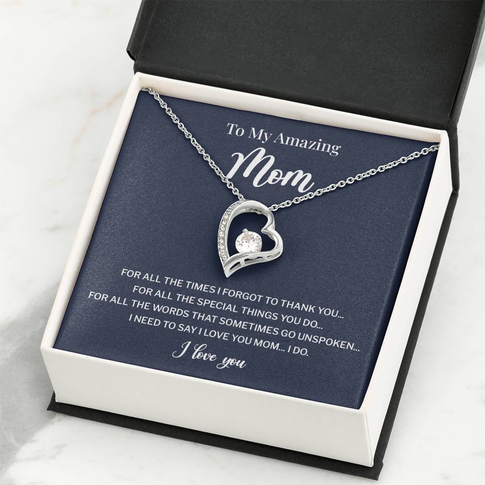To My Mom Necklace Gift With Thank You Message Card