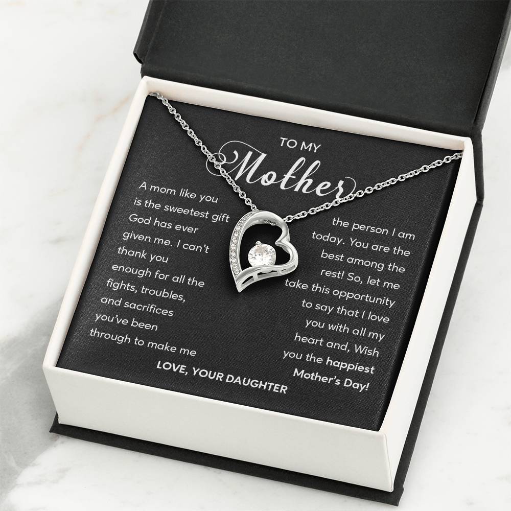 Heart Shape Necklace For Mom From Daughter With Gift Box