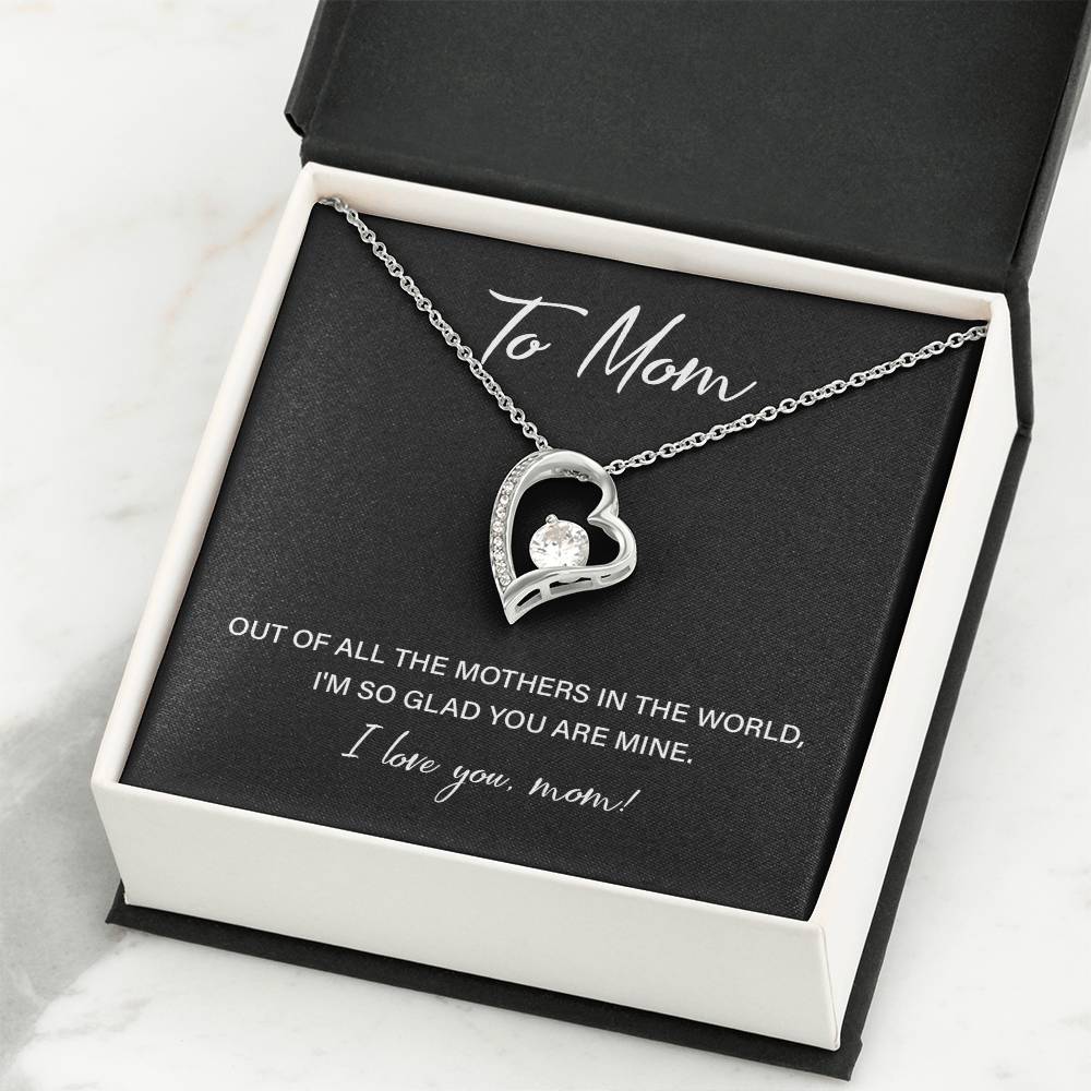 Heart Necklace for Mom With Sweet Love Note and Gift Box