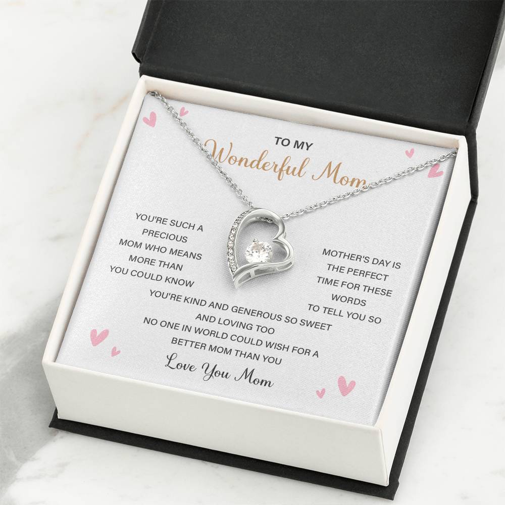 Love Shape Necklace Gift for Mom With Sweet Card & Box