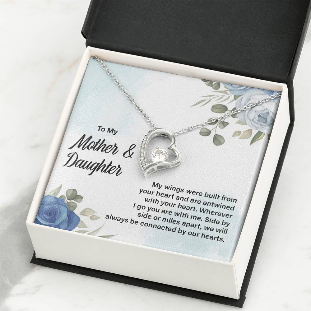Mother Daughter Heart Necklace with Message Card