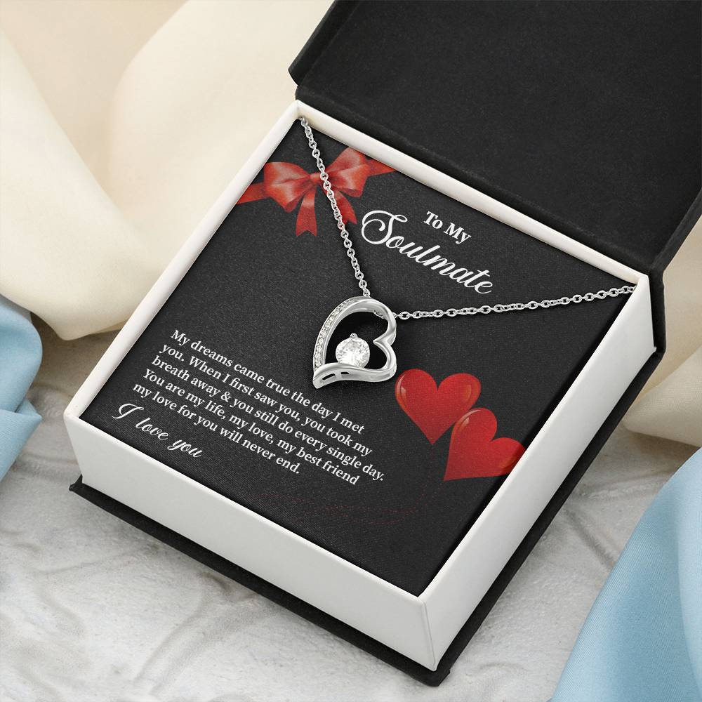 Soulmate Heart Necklace Gift for Her with Card