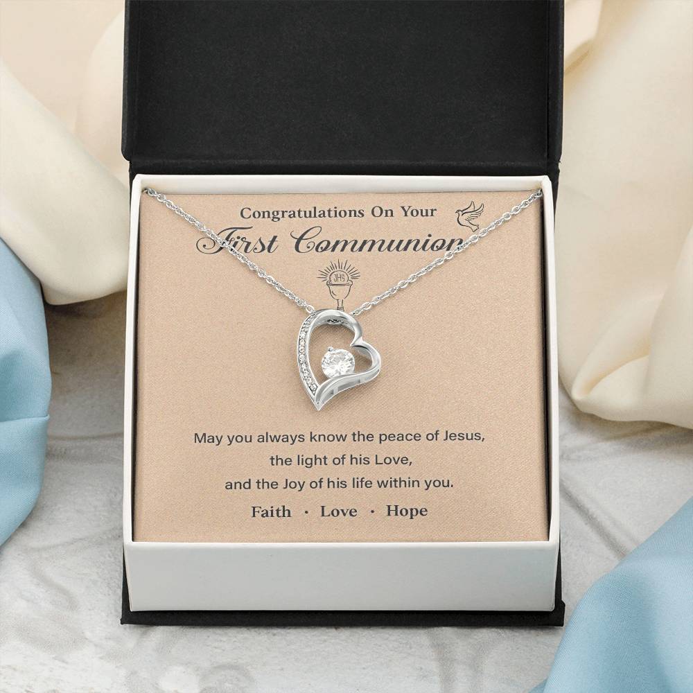 First Communion Necklace Gift with Message Card