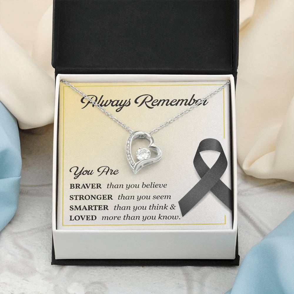 Black Ribbon Grief Support Necklace for Women