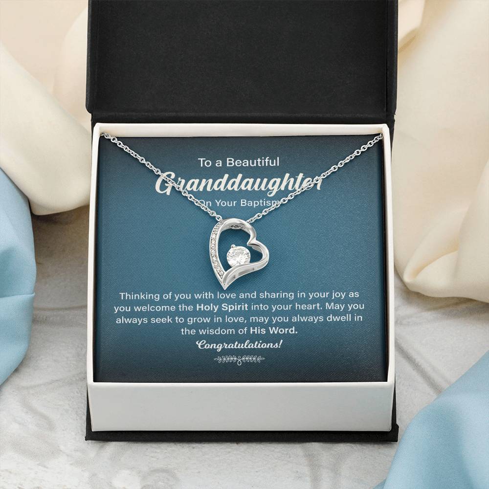 Granddaughter Baptism Necklace Gift with Message Card