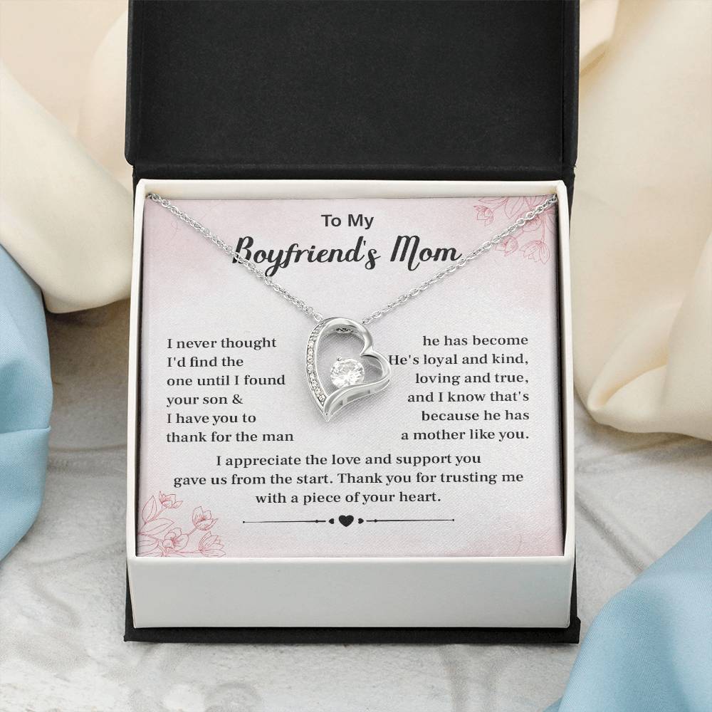 Boyfriend’s Mom Gift Necklace with Heartfelt Card