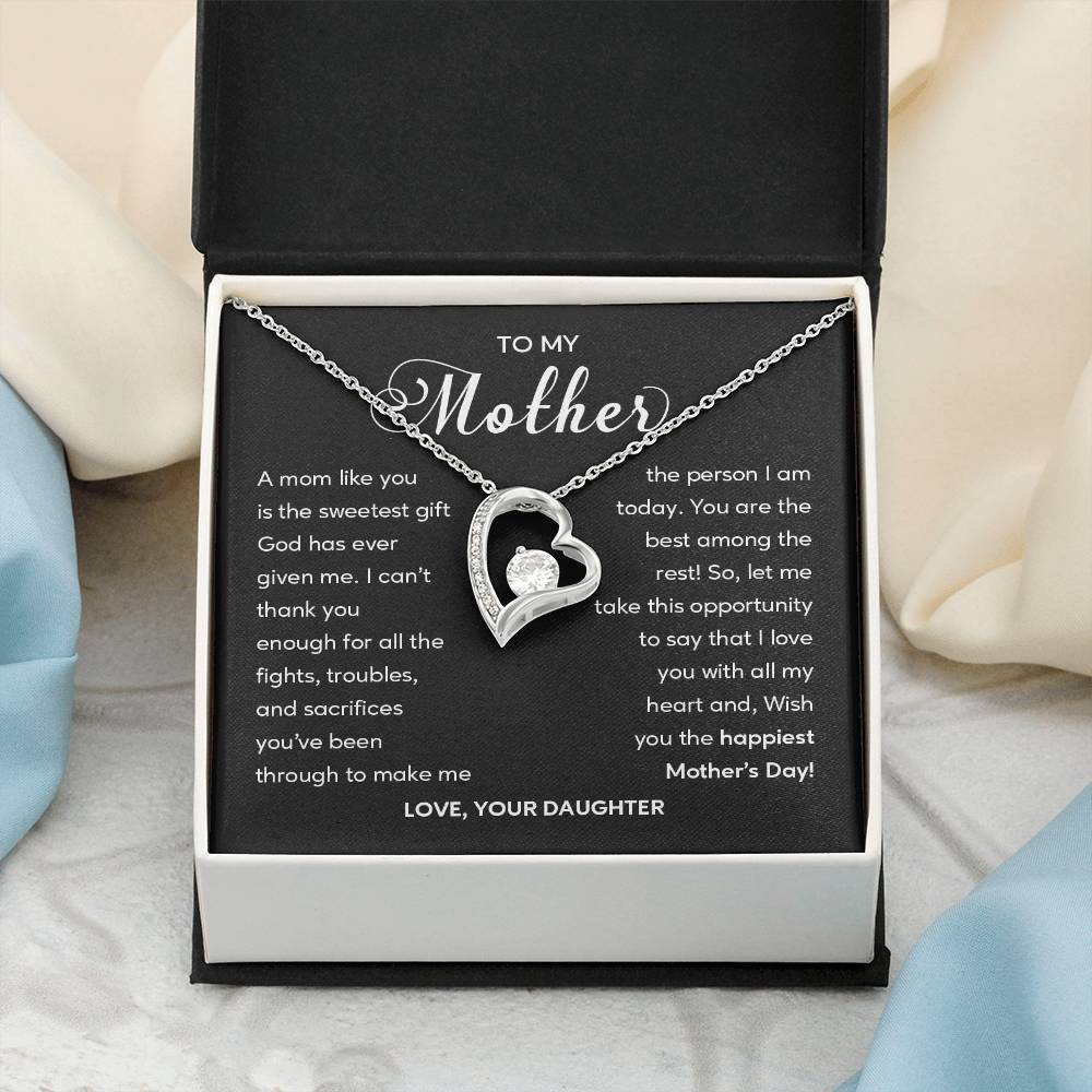 Heart Shape Necklace For Mom From Daughter With Gift Box