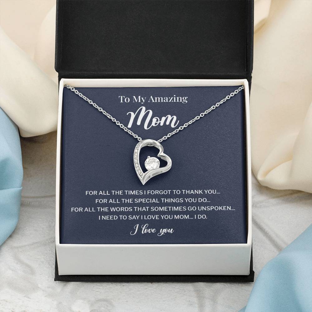 To My Mom Necklace Gift With Thank You Message Card