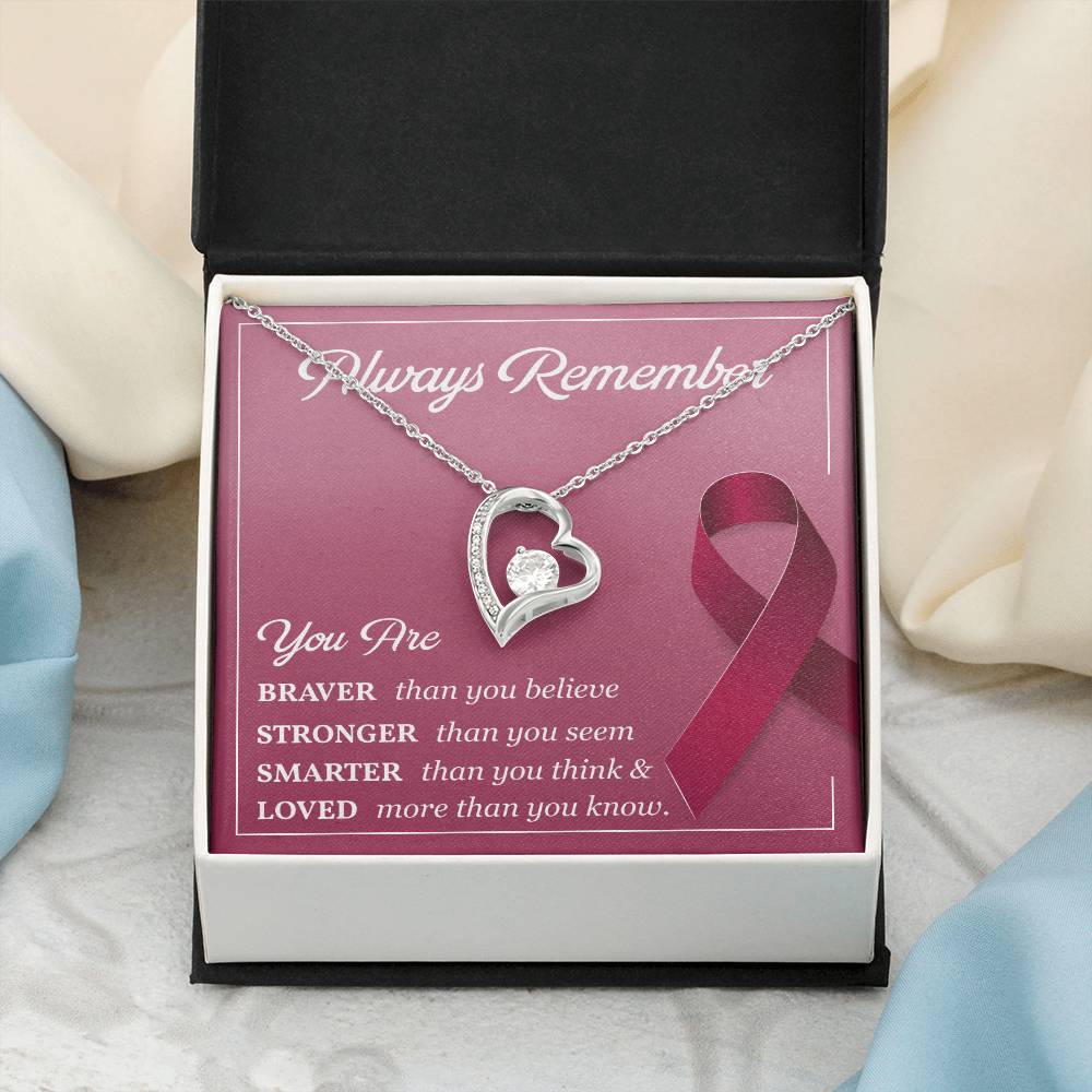 Burgundy Ribbon Encouragement Necklace for Her