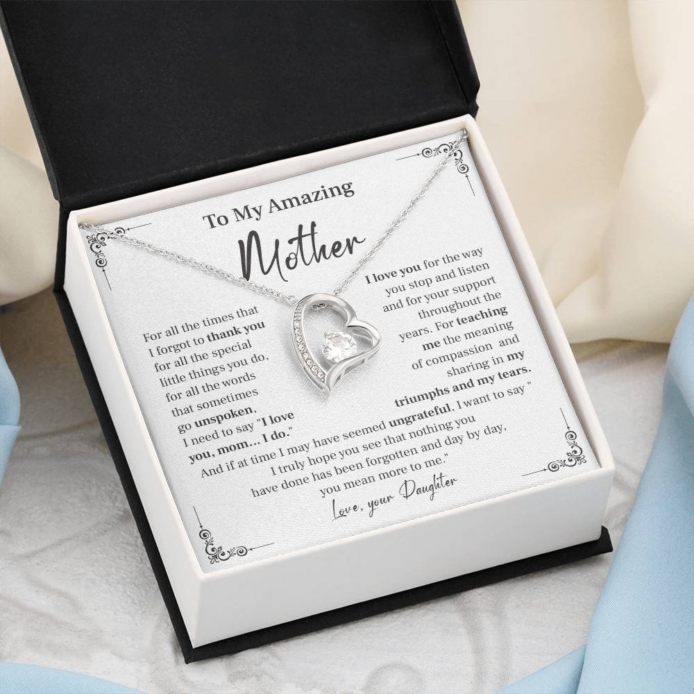 Mother Necklace Gift from Daughter with Message Card