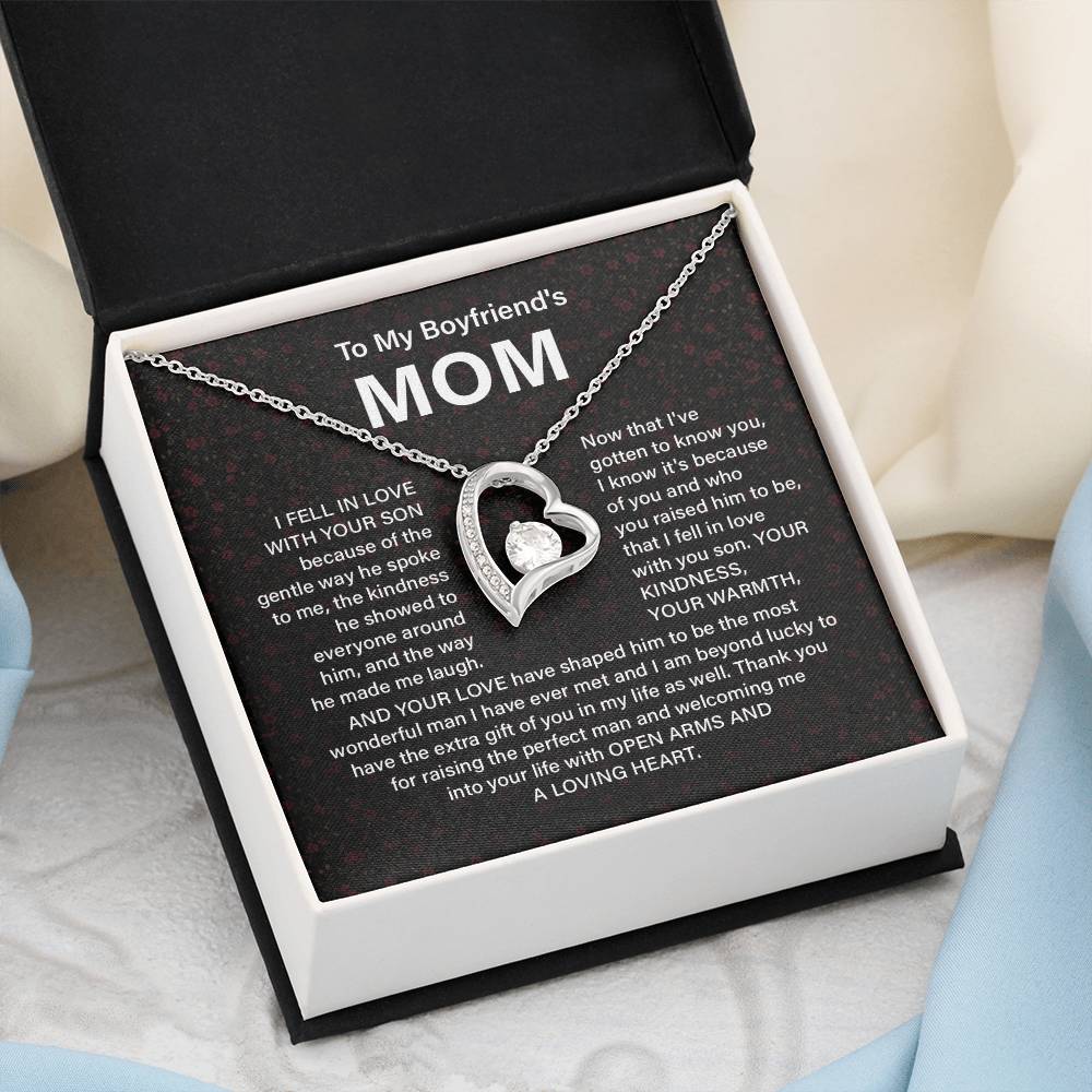 Boyfriend’s Mom Necklace Gift with Heart Pendant