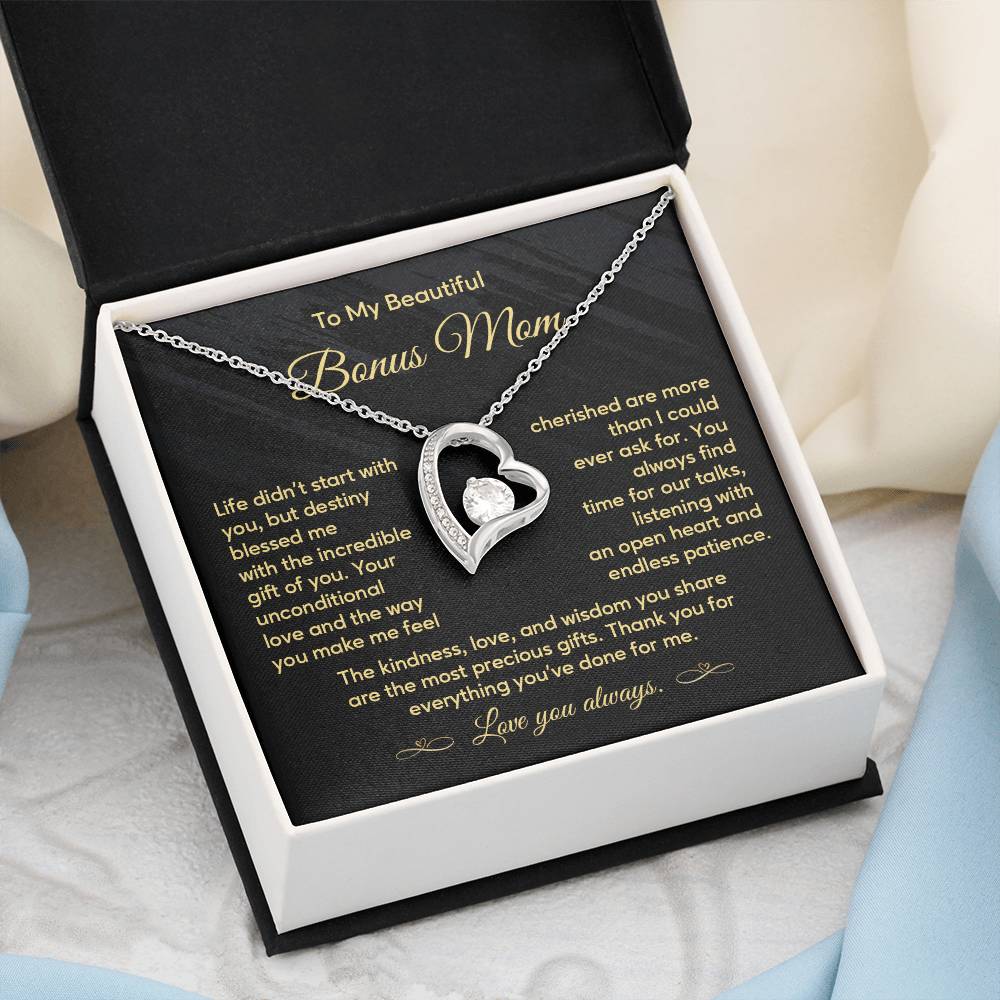 Bonus Mom Necklace Gift with Message from Stepkid