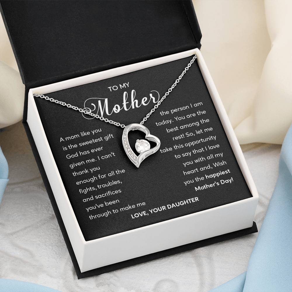 Heart Shape Necklace For Mom From Daughter With Gift Box