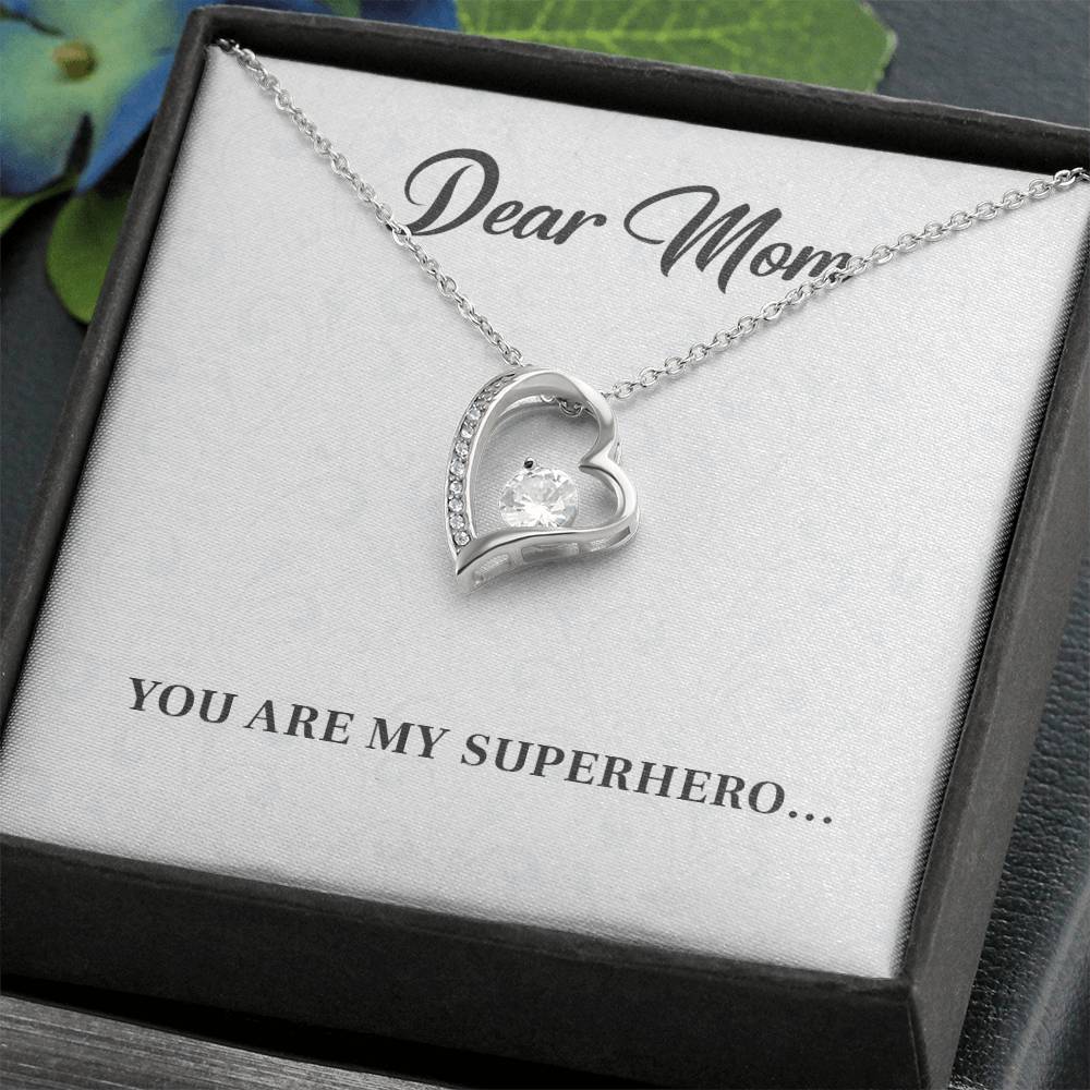 Mom Necklace Gift – You Are My Superhero Message
