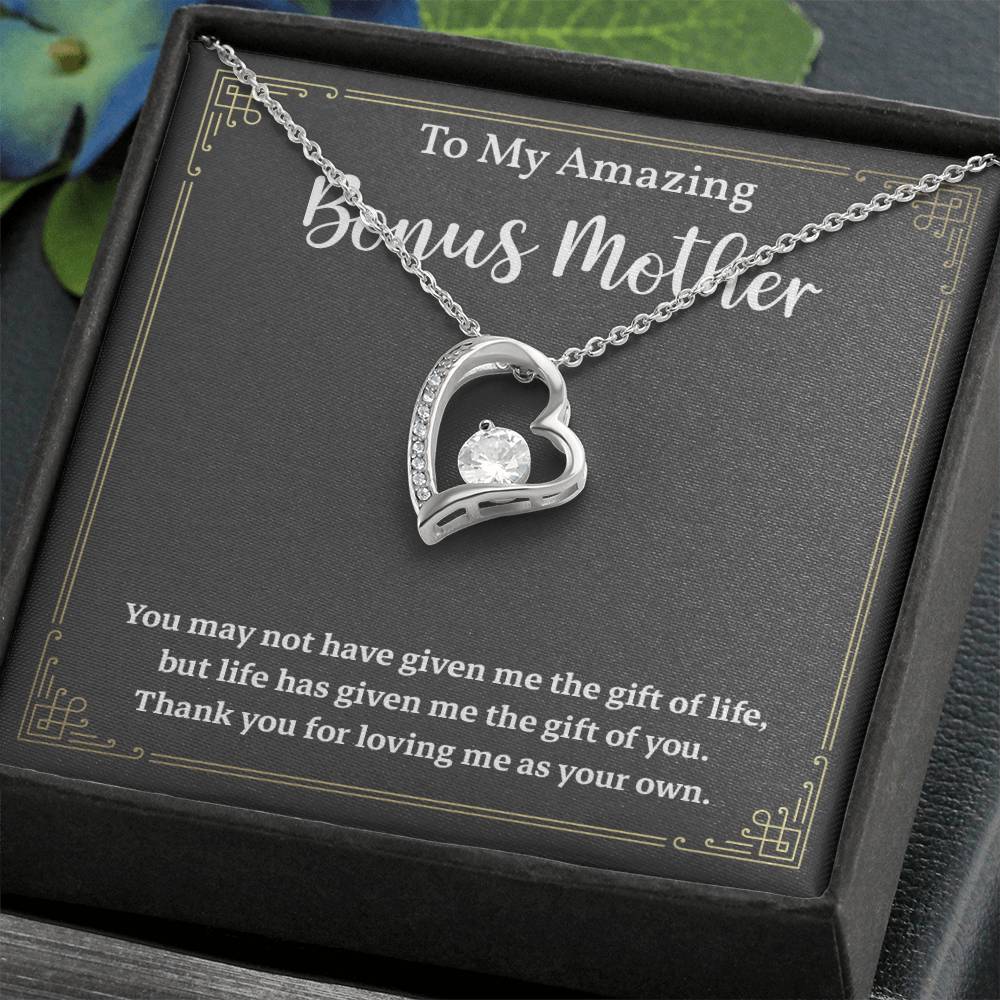 Bonus Mom Necklace Gift Message Card and Gift Box