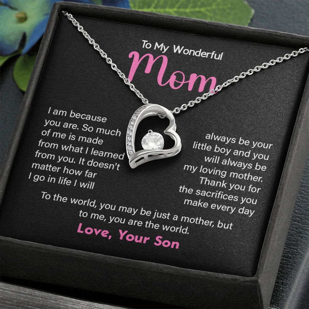 Meaningful Gift for Mom from Son – Heart Necklace with Loving Quote