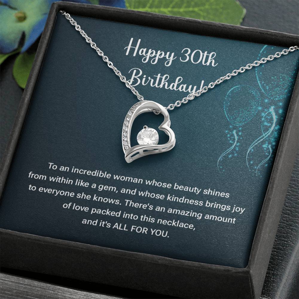 30th Birthday Necklace Gift – Heart Pendant Jewelry for Her