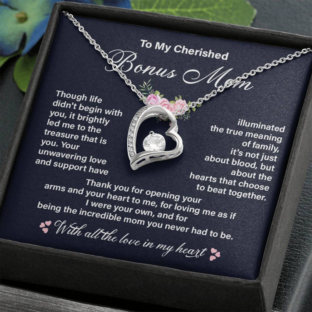 Cherished Bonus Mom Necklace Gift from Daughter