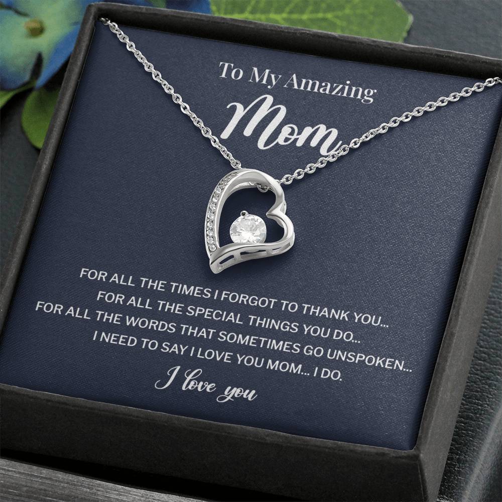To My Mom Necklace Gift With Thank You Message Card