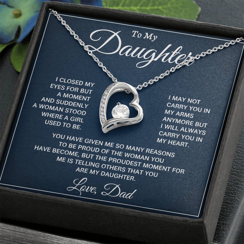 Emotional Dad to Daughter Gift – Heart Necklace with Loving Note
