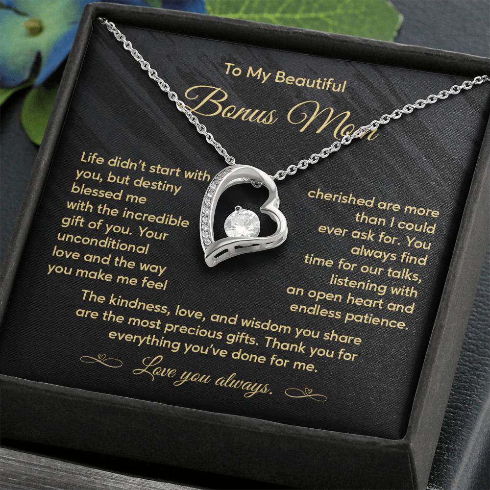 Bonus Mom Necklace Gift with Message from Stepkid