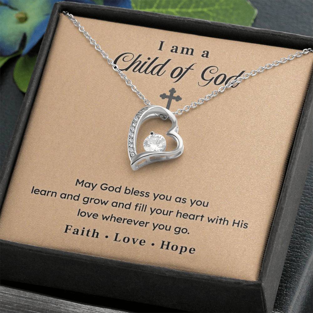 Christian Necklace Gift – I Am a Child of God with Faith Message