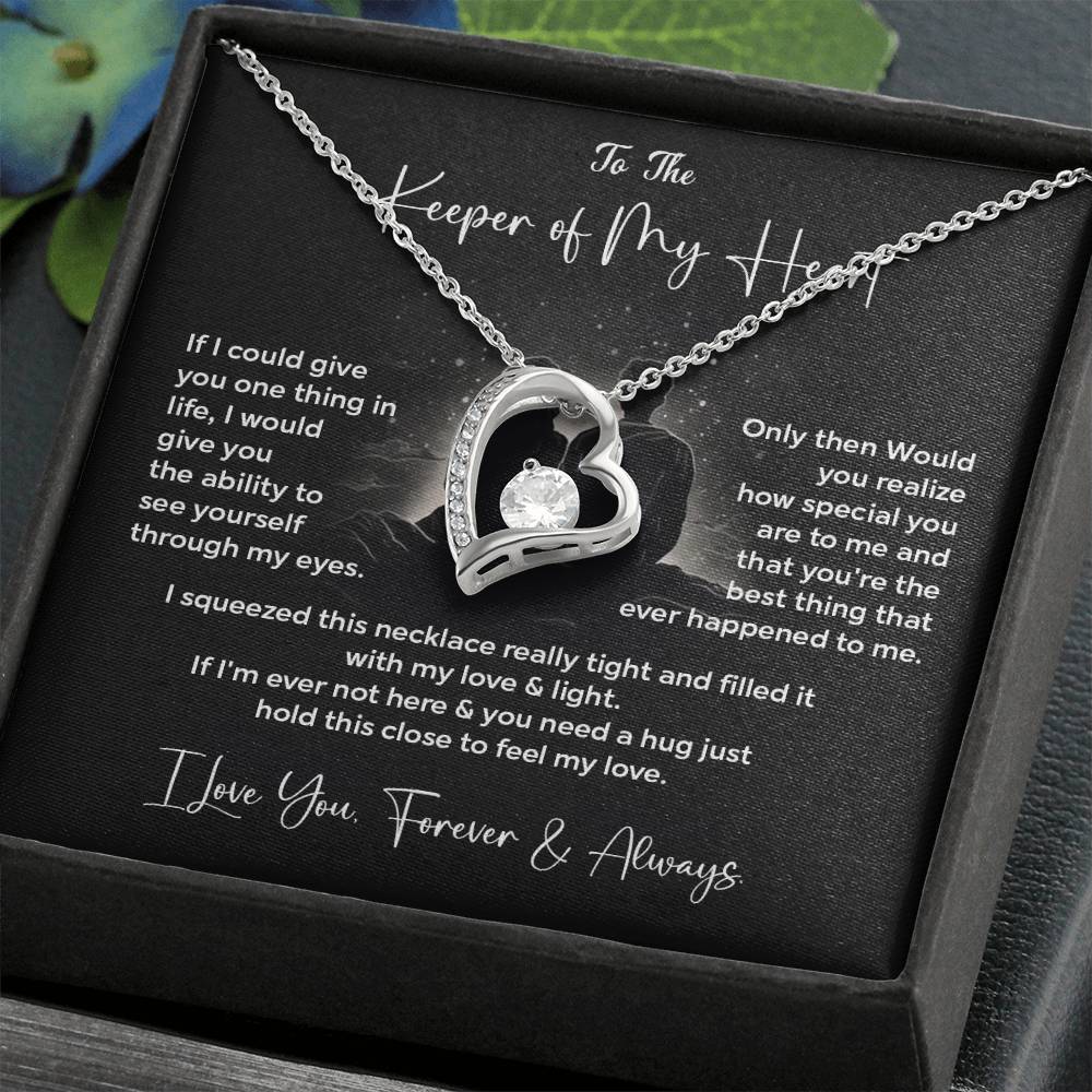 To The Keeper of My Heart Necklace Gift From Husband Message Card & Box