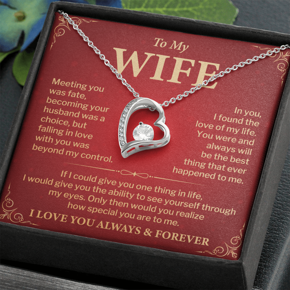 Wife Necklace Gift from Husband – Heart Pendant with Romantic Love Message Card