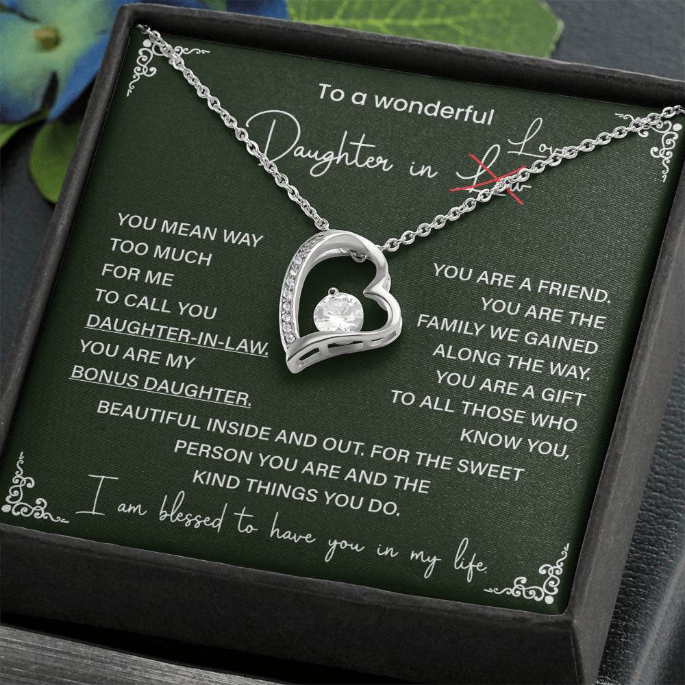 Bonus Daughter Necklace Gift – Daughter-in-Love Heart Pendant