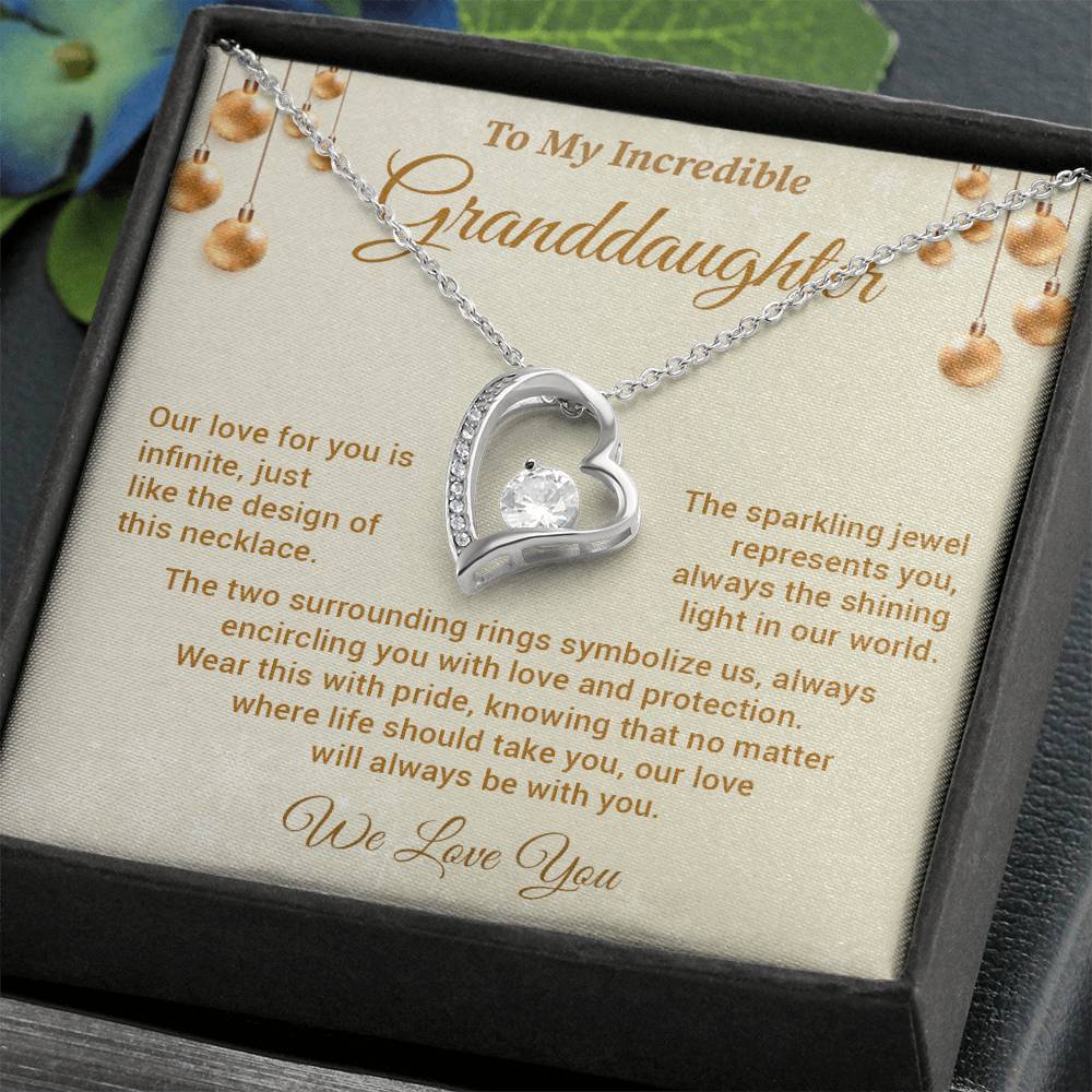 Incredible Granddaughter Necklace Gift Heart Jewelry Box
