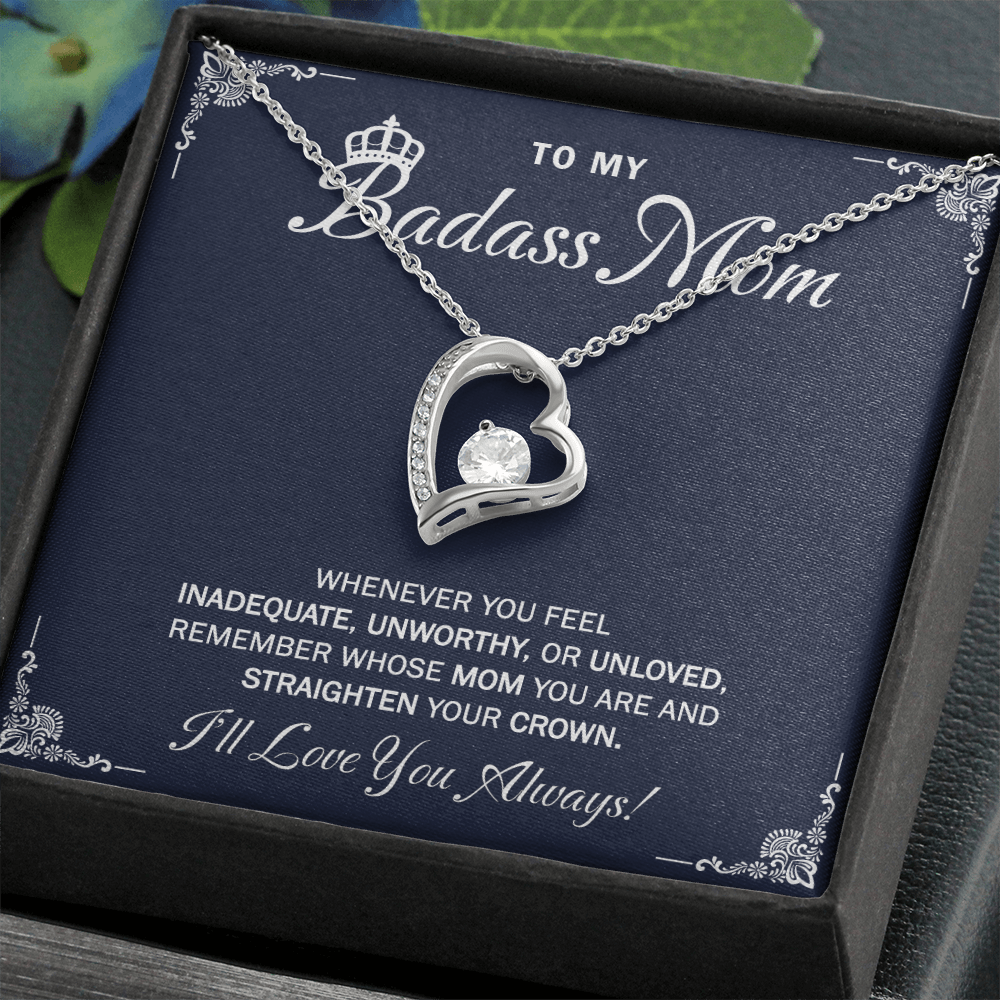 To My Badass Mom Necklace Gift From Daughter with Message Card