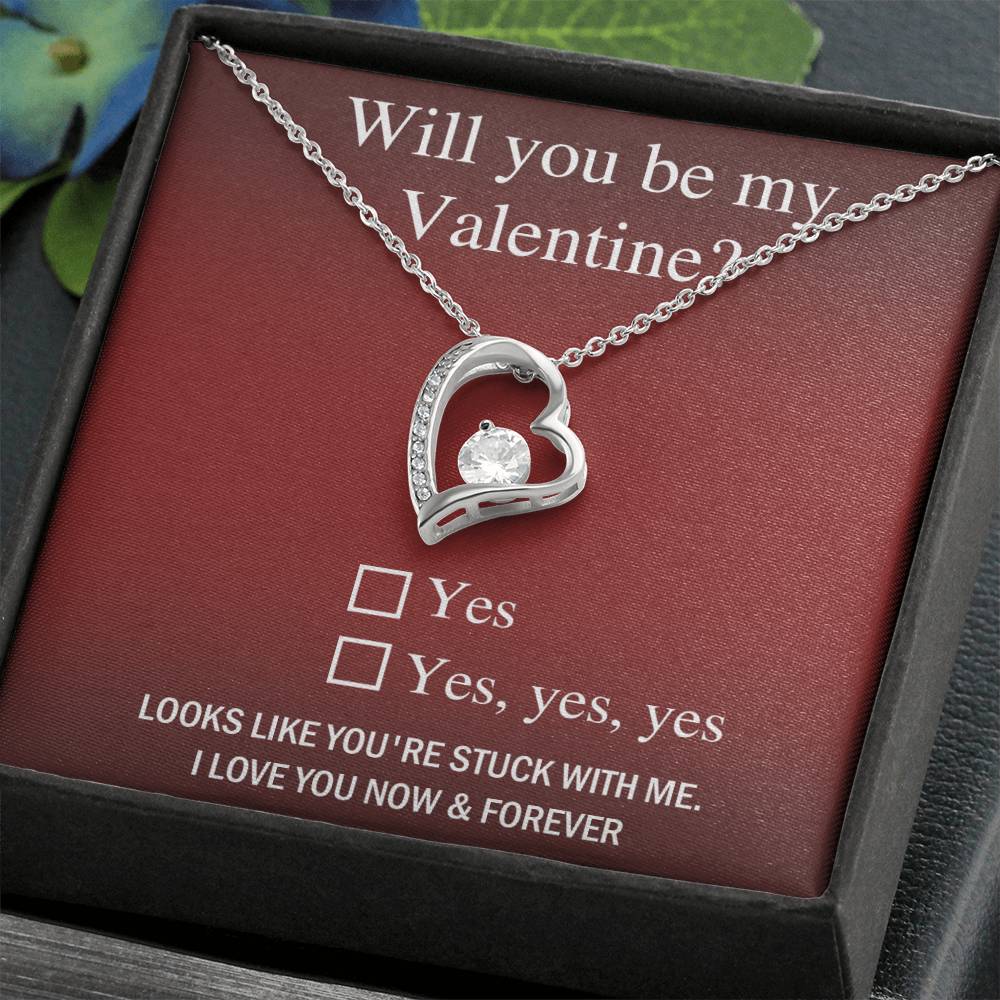 Valentine Heart Necklace Gift with Cute Proposal Card