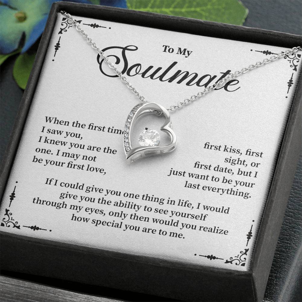 Soulmate Heart Necklace Gift with Romantic Message Card