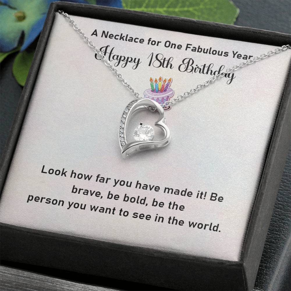 18th Birthday Necklace Gift for Her – Bold & Brave Message Box