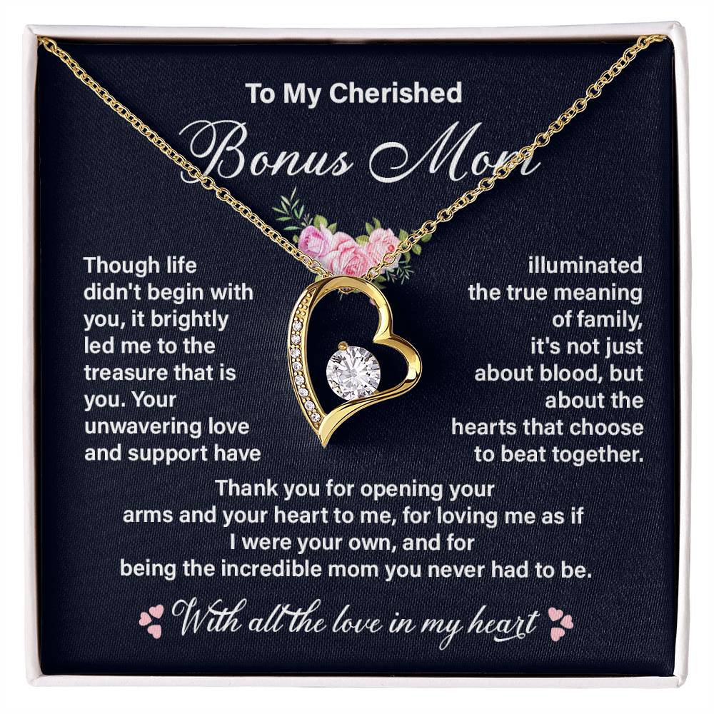 Cherished Bonus Mom Necklace Gift from Daughter