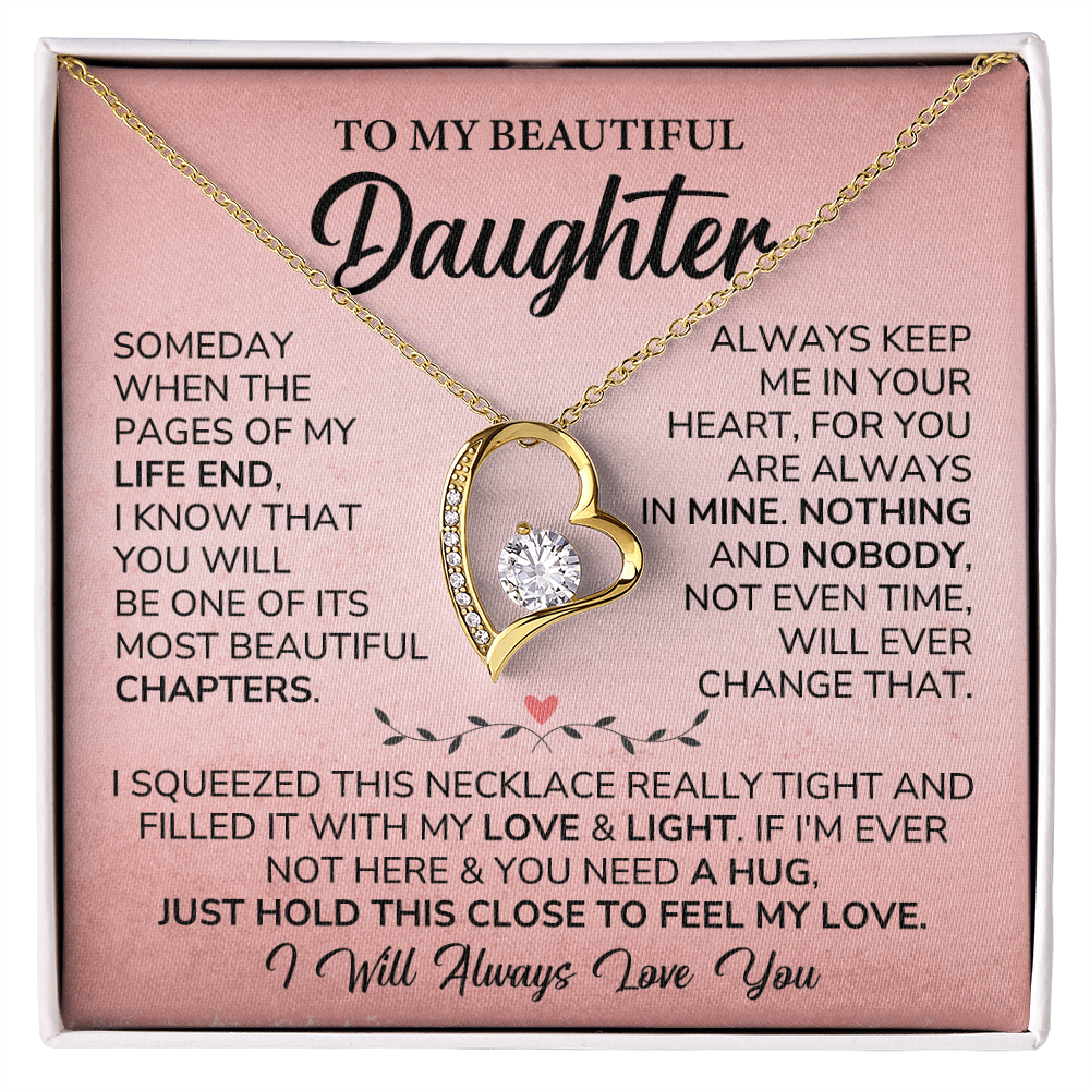 Daughter Gift with Heart Pendant from Parent with Message Card