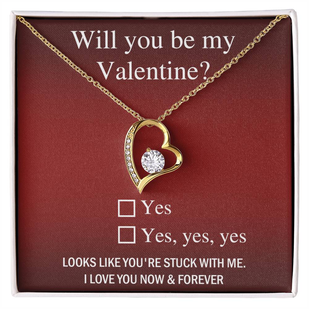 Valentine Heart Necklace Gift with Cute Proposal Card