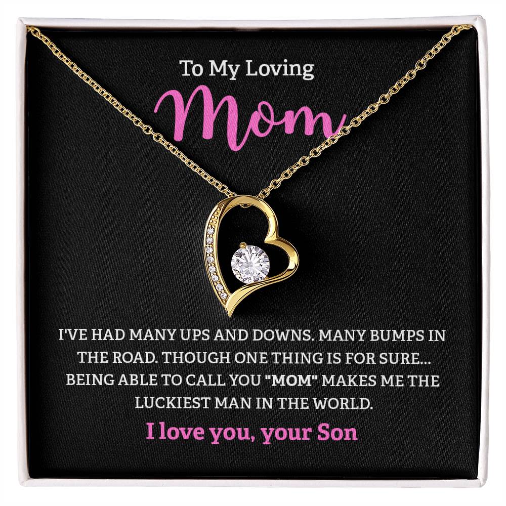 To My Loving Mom Necklace from Son with Message Card Gift Box