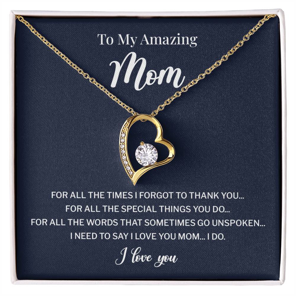 To My Mom Necklace Gift With Thank You Message Card