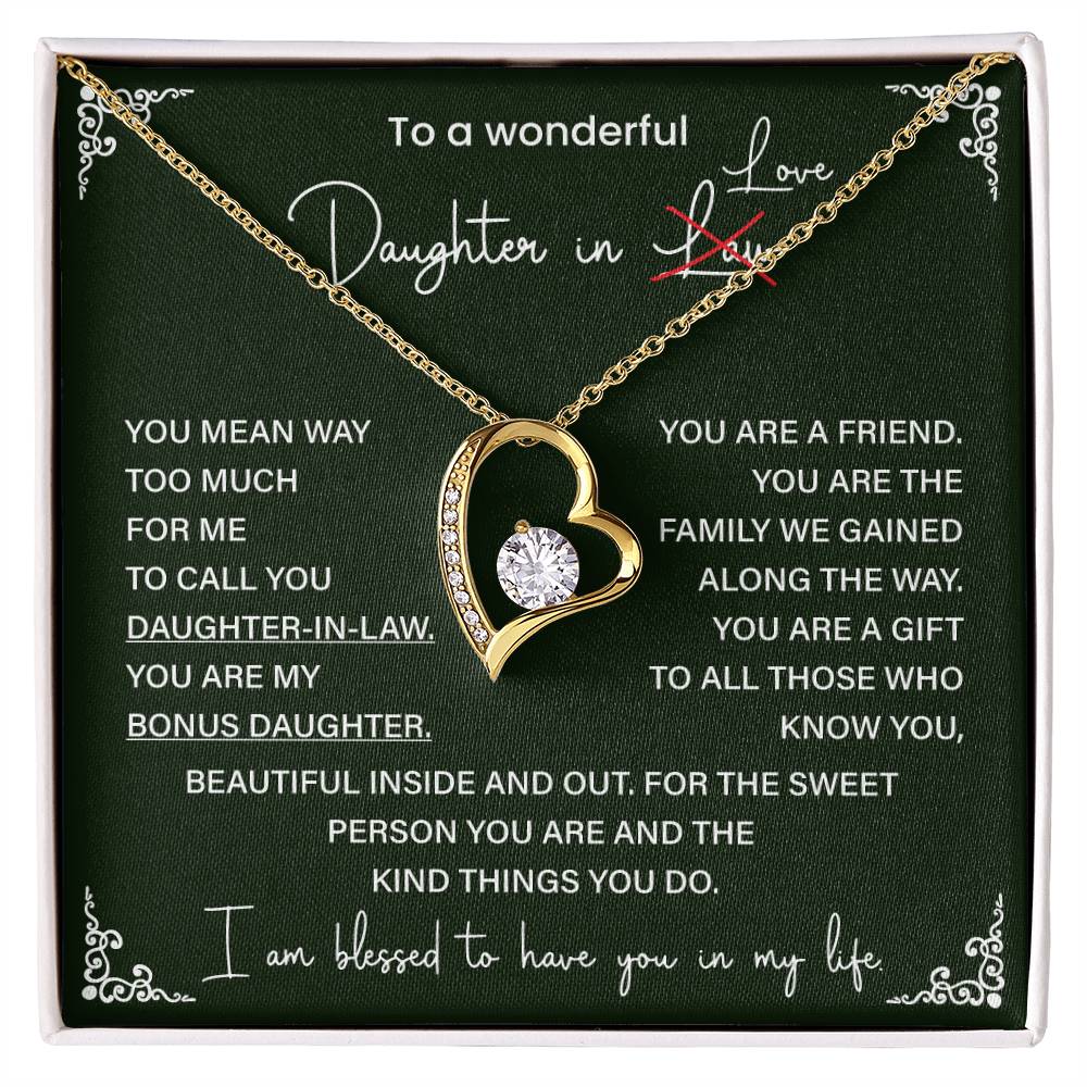 Bonus Daughter Necklace Gift – Daughter-in-Love Heart Pendant