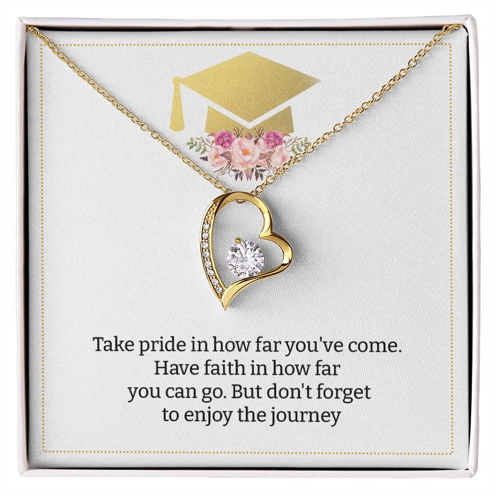 Graduation Heart Necklace with Floral Cap Card
