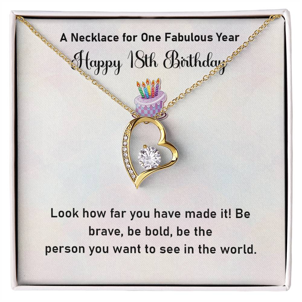 18th Birthday Necklace Gift for Her – Bold & Brave Message Box