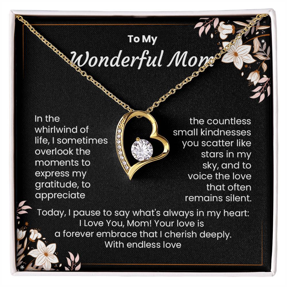 Wonderful Mom Necklace Gift From Children With Message Card