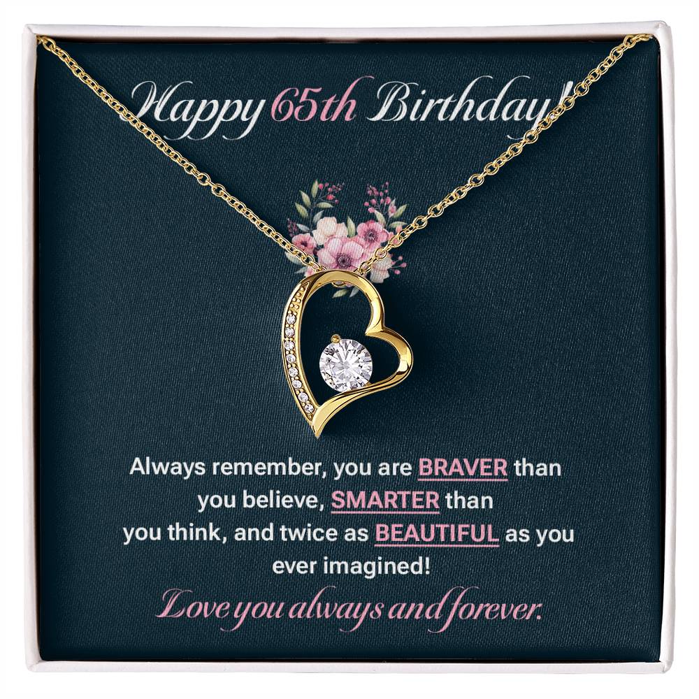 65th Birthday Necklace Gift for Her – Elegant Heart Jewelry Box