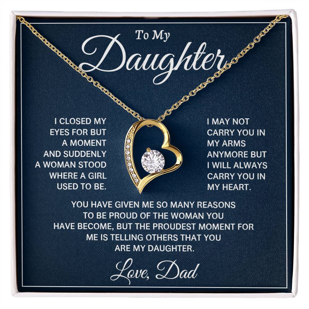 Emotional Dad to Daughter Gift – Heart Necklace with Loving Note
