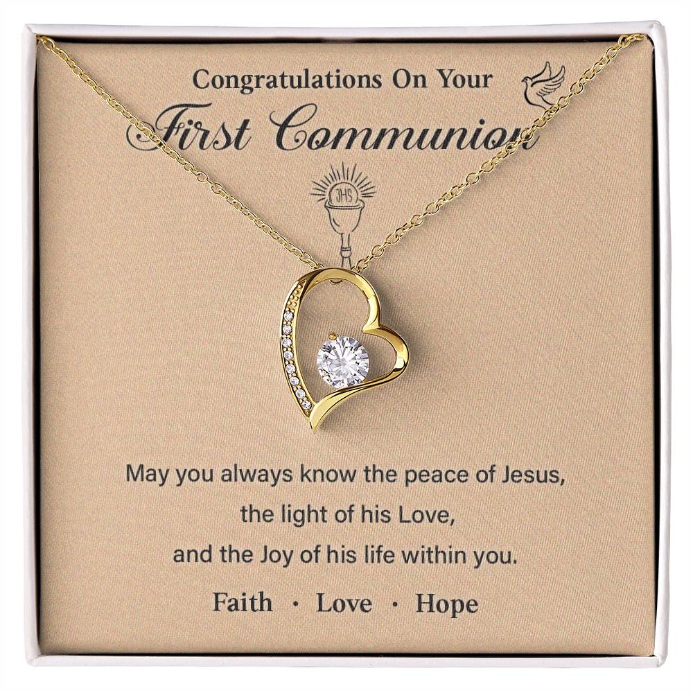 First Communion Necklace Gift with Message Card