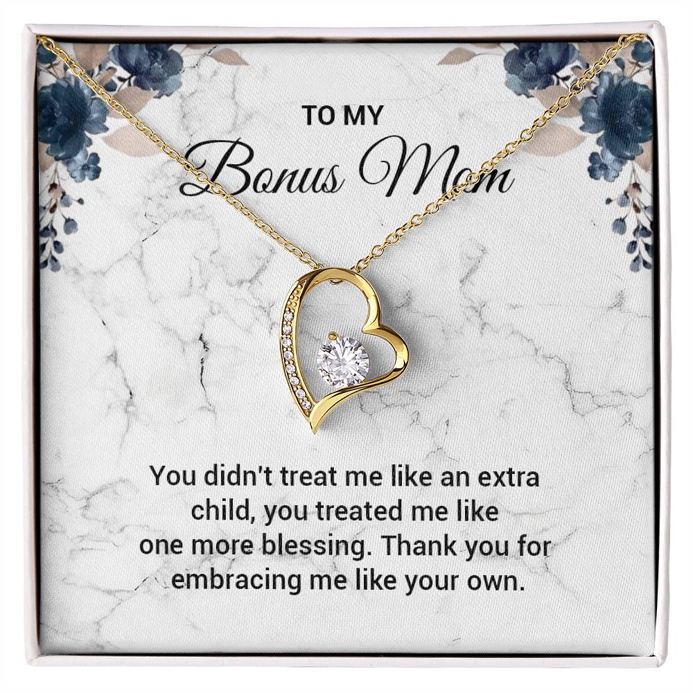 Bonus Mom Heart Necklace Gift with Message Card
