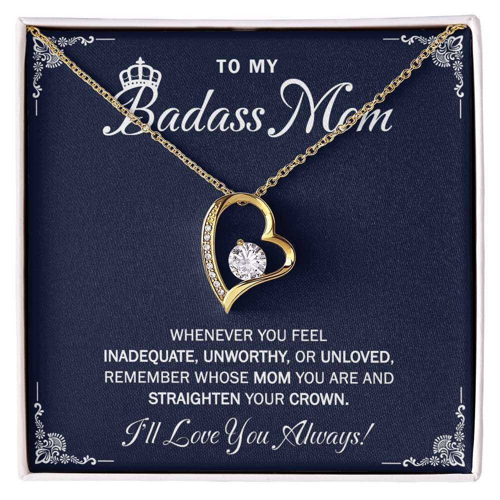 To My Badass Mom Necklace Gift From Daughter with Message Card